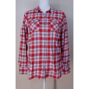 Eddie Bauer Womens Flannel Top Medium Plaid Farm Life Cozy Lumber Jack Hayride M